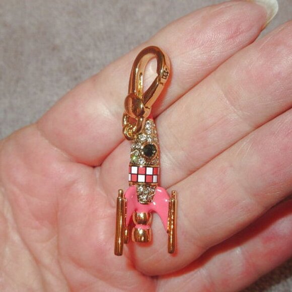 Juicy Couture Rocket Spaceship Charm For Bracelet Swarovski Crystals Blinged Out